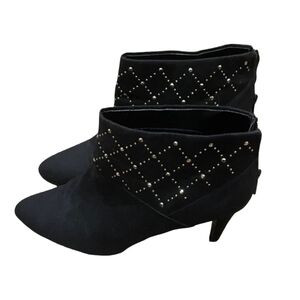 Impo Scape Booties Black Faux Suede Studded Accents Heeled Women's 8.5